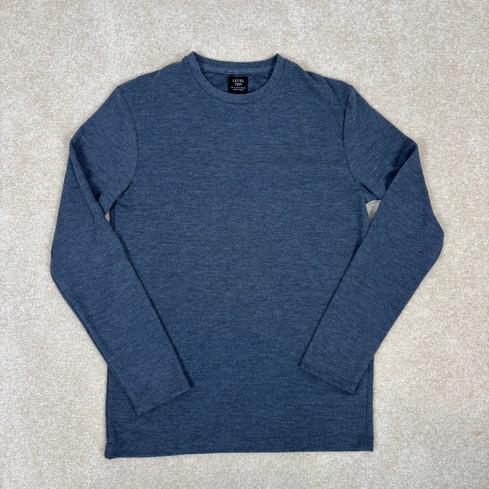 Level Ten Mens Navy Long Sleeve‎ Knit Shirt Premium Garment Casual Top NWT